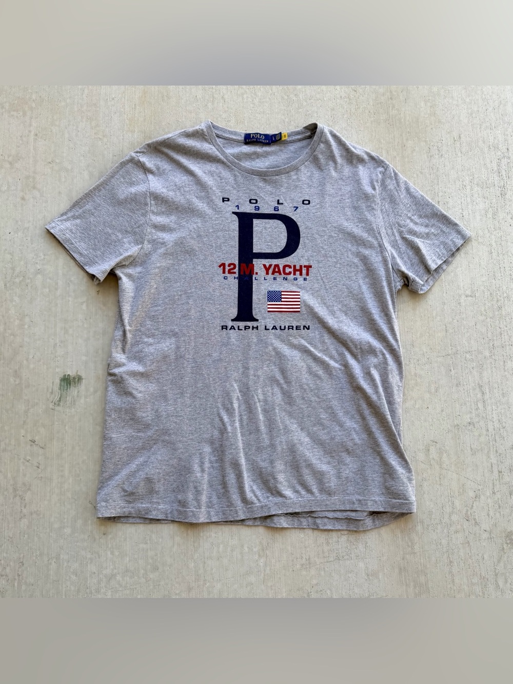 Polo Ralph Lauren Yacht Ocean Challenge T Shirt Men Size Large Gray